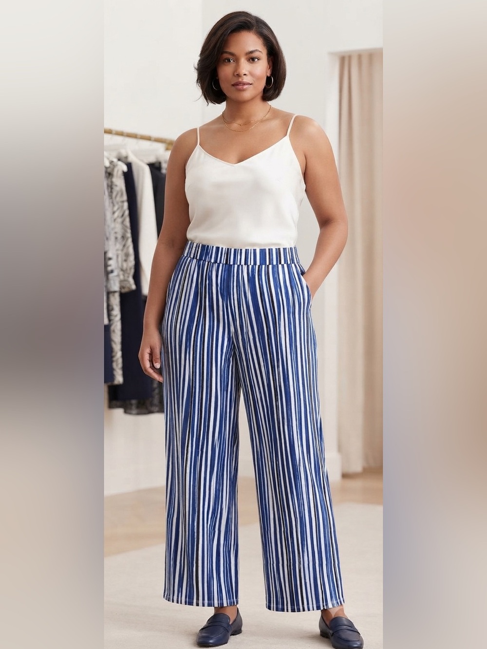 🆕 Elizabeth Clarke Striped Wide Leg Pants